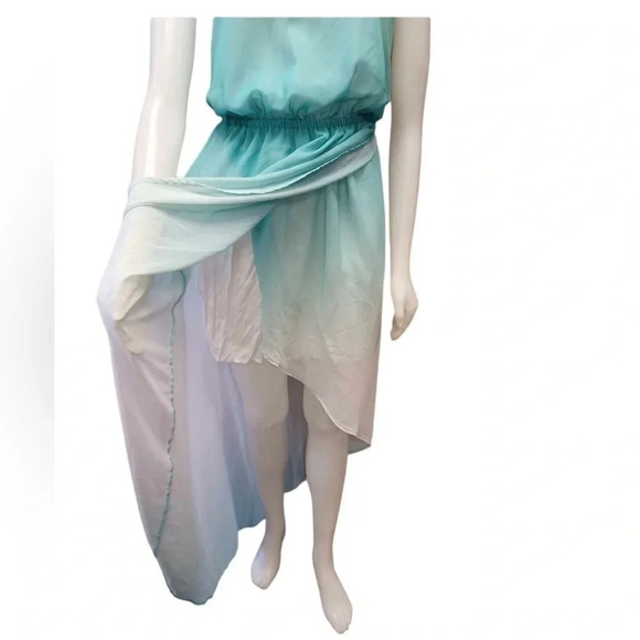 2b  bebe Sheath Hi Lo Sleeveless Green White Racerback Dress Size XL - Picture 3 of 11